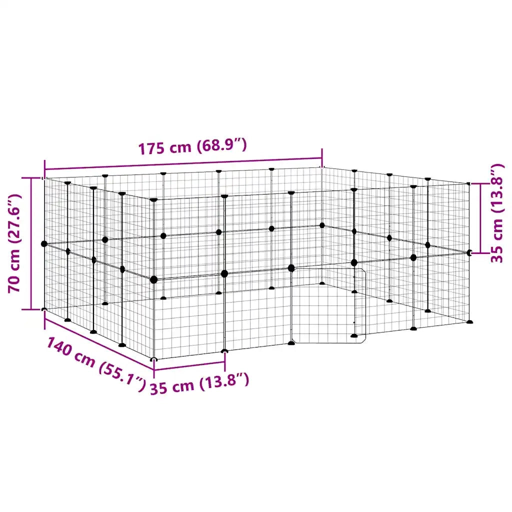 Gabbia per Animali 36 Pannelli con Porta Nera 35x35 cm Acciaio 3114039