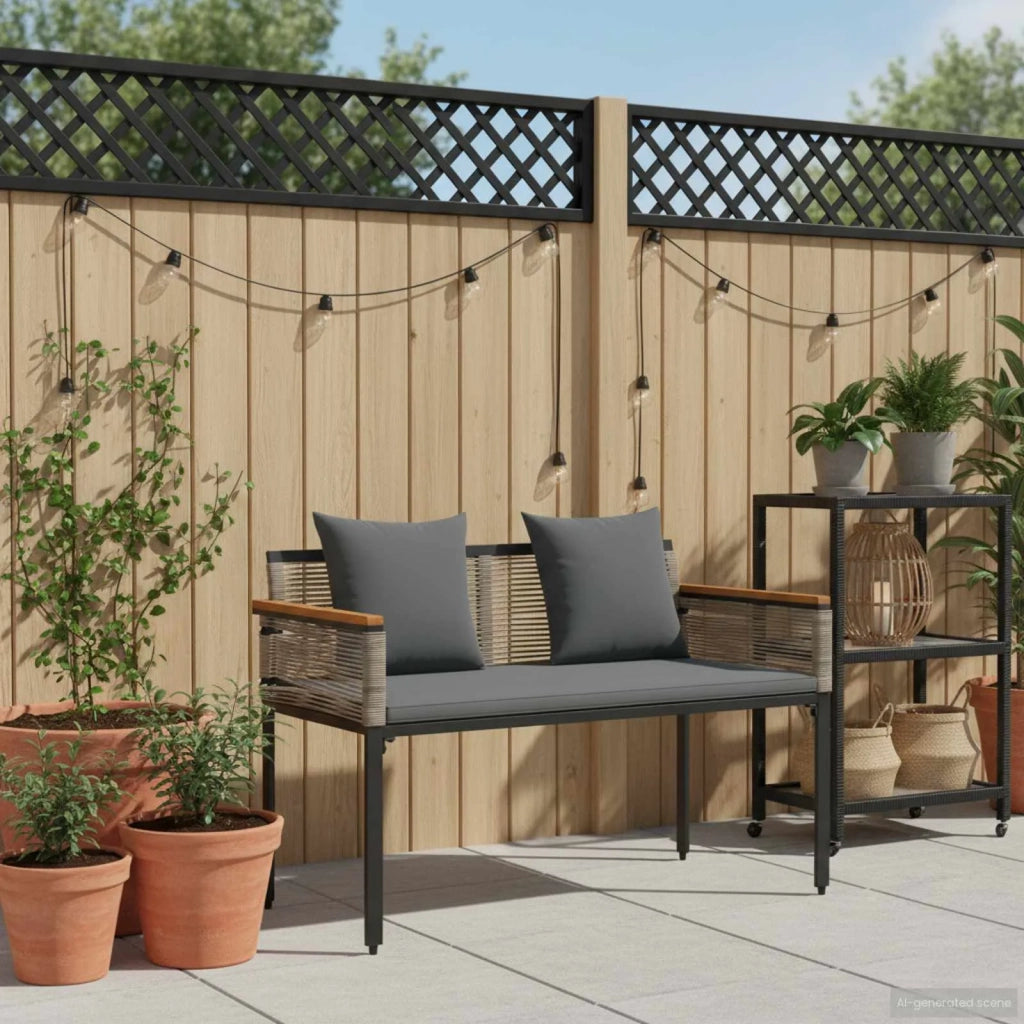 Panchina da esterno Grigio e Grigio Scuro 117 x 54 x 74.5 cm