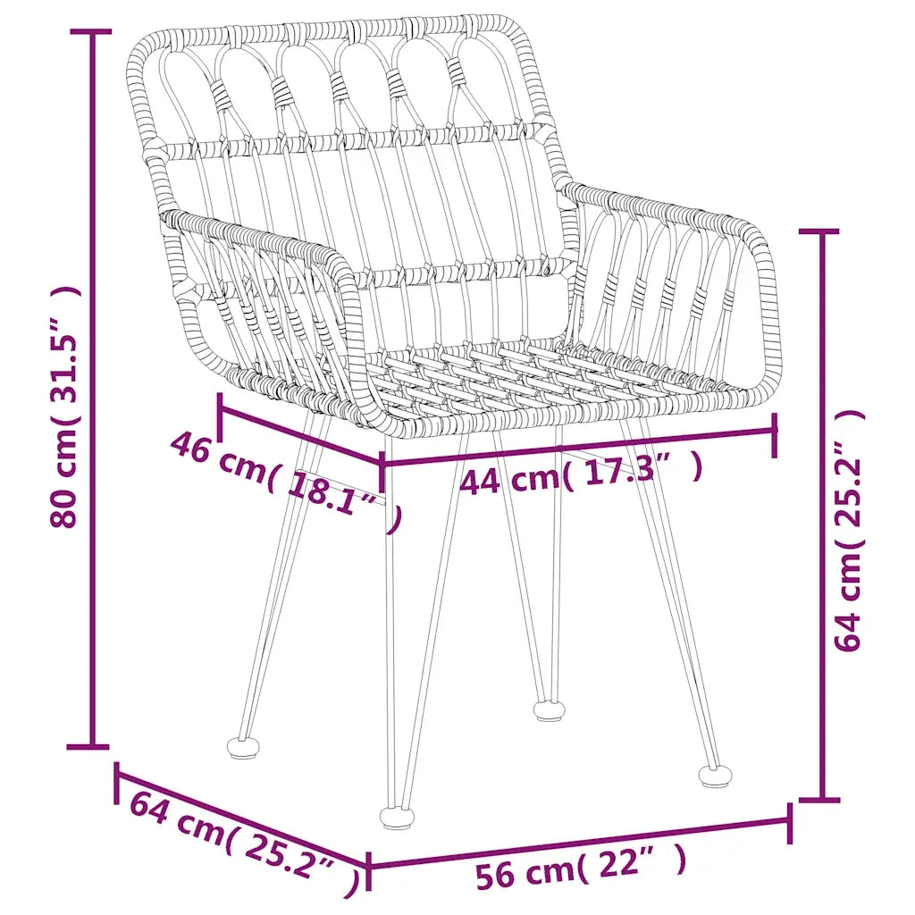 Set da Pranzo da Giardino 5 pz Nero in Polyrattan 3157867