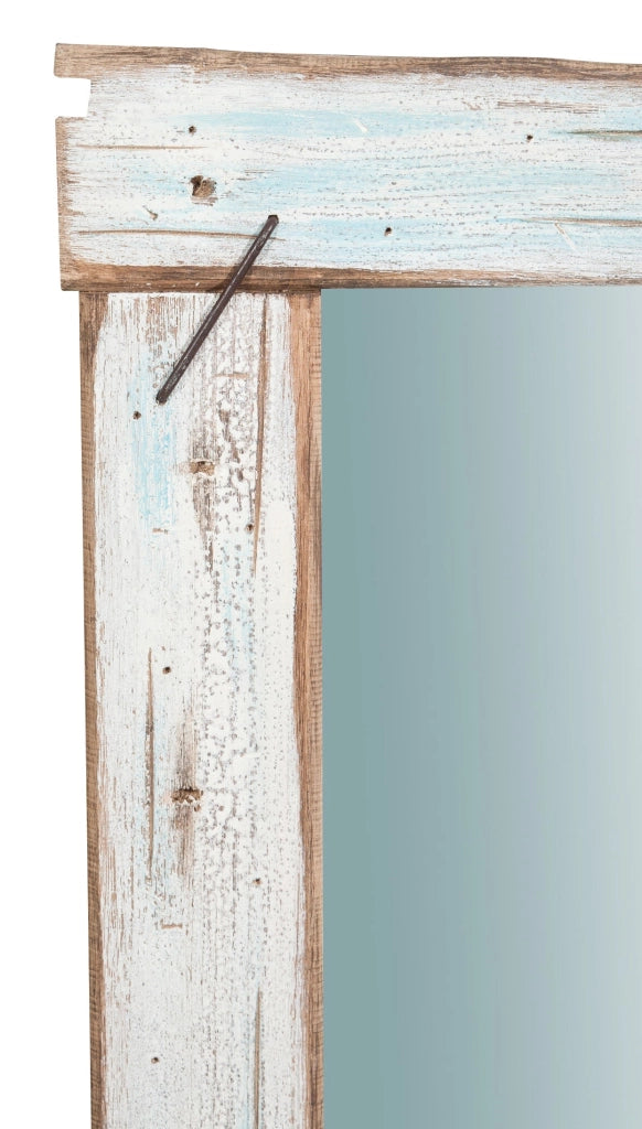 Biscottini Specchio da parete in legno massello L60xPR3,5xH90 cm. effetto antico dipinto