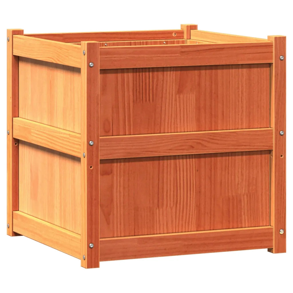 Fioriere da Giardino 2pz Marrone Cera Legno Massello di Pino 837429