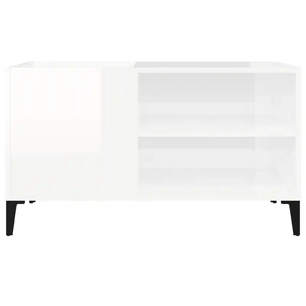 Mobile Porta Dischi Bianco Lucido 84,5x38x48 Legno Multistrato 831951
