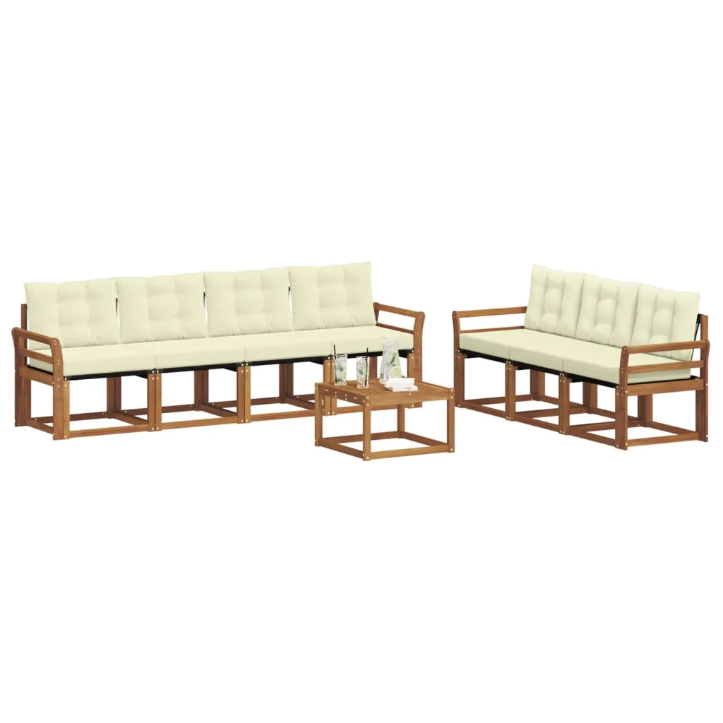 Set di divani da esterno con cuscino 8 pcs Naturale e Crema