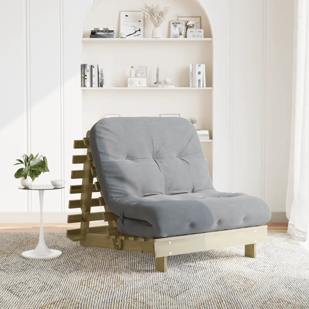 Divano Letto Futon con Materasso-Sofa Letto-Daybed 80x206x11cm Pino Impregnato