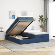 vidaXL Struttura Letto Pouf con Materassi Blu 160x200 cm in Tessuto