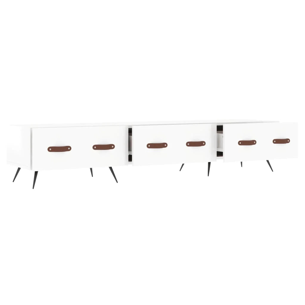 Mobile TV multimediale mensola TV credenza TV sala da pranzo soggiorno camera da letto finitura lucida 150 x 36 x 30 cm legno ingegnerizzato bianco 02_0027046