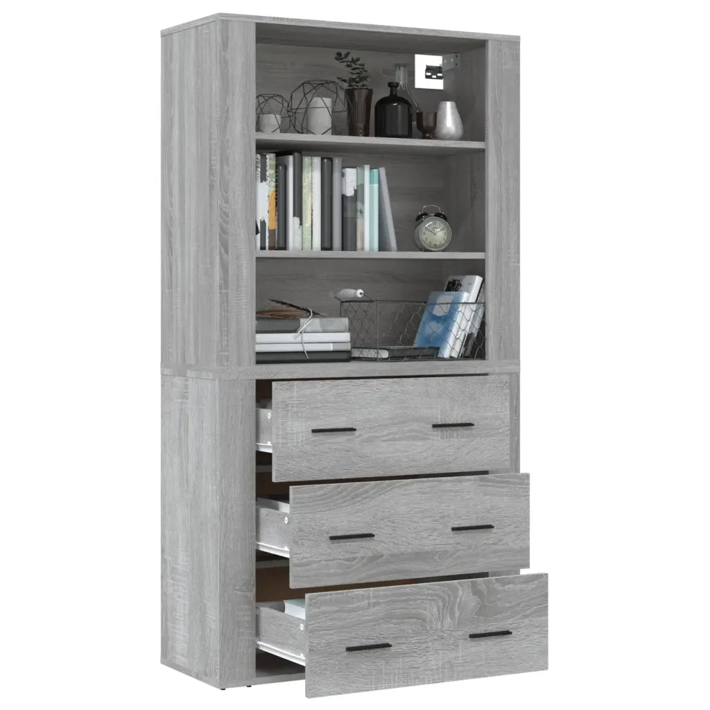 Credenza-Buffet-Armadio da cucina Grigio Sonoma in Legno Multistrato 900610