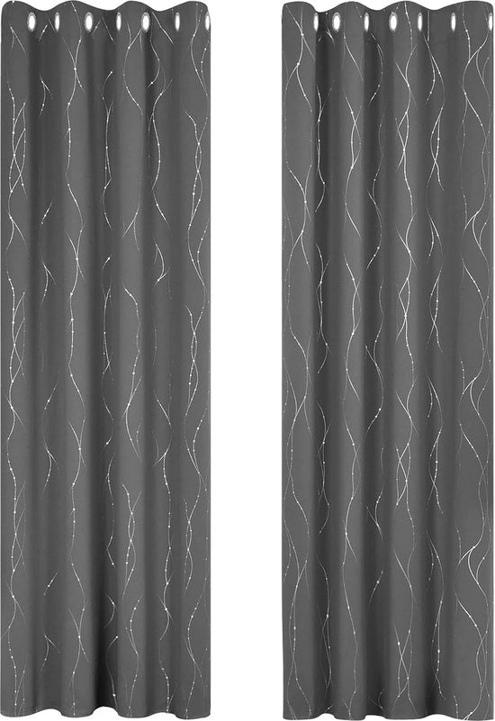 2 Pezzi Tende a Sfondamento Nero con Orecchioni 140x245cm con Trama Pronta Tende Opaque Solide per Redurre Rumore e Calore per Camera da Letto Grigio chiaro