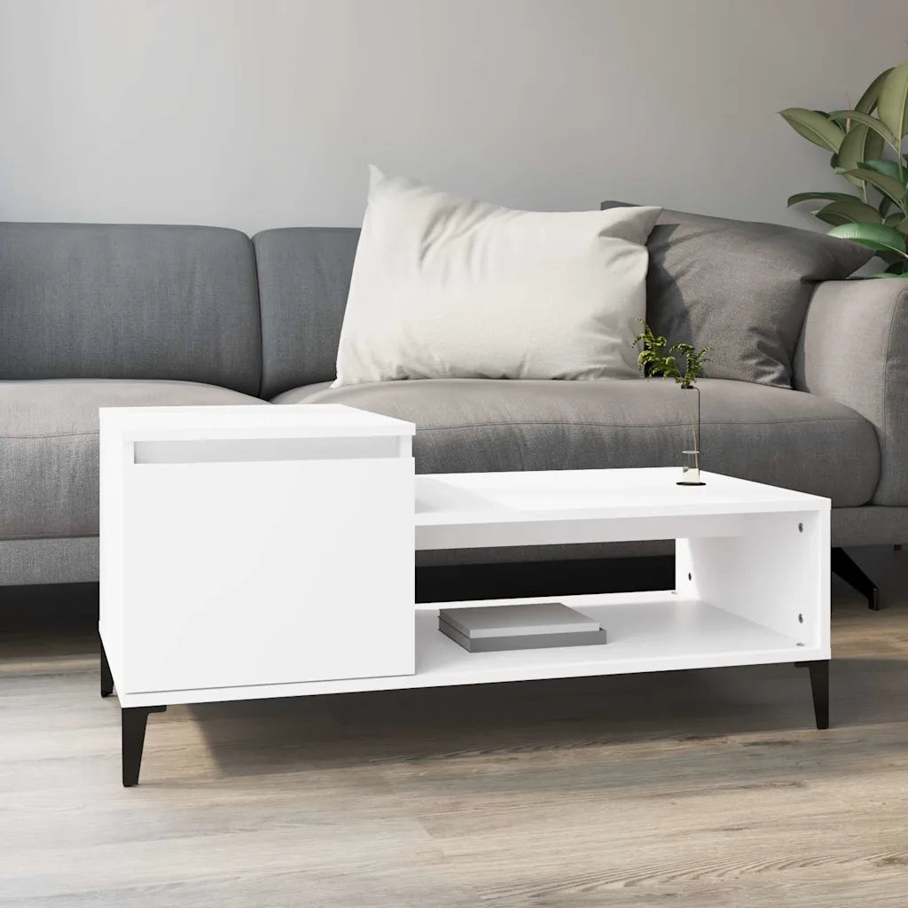 Tavolino da salotto | Tavolino da caff¨¨ | Tavolino da Soggiorno Bianco 100x50x45 cm in Legno Multistrato