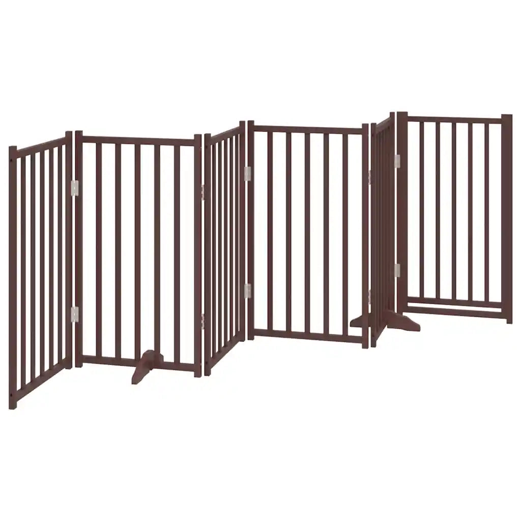 vidaXL Cancello Cani Pieghevole Marrone 6Pannelli 300cm Massello Abete