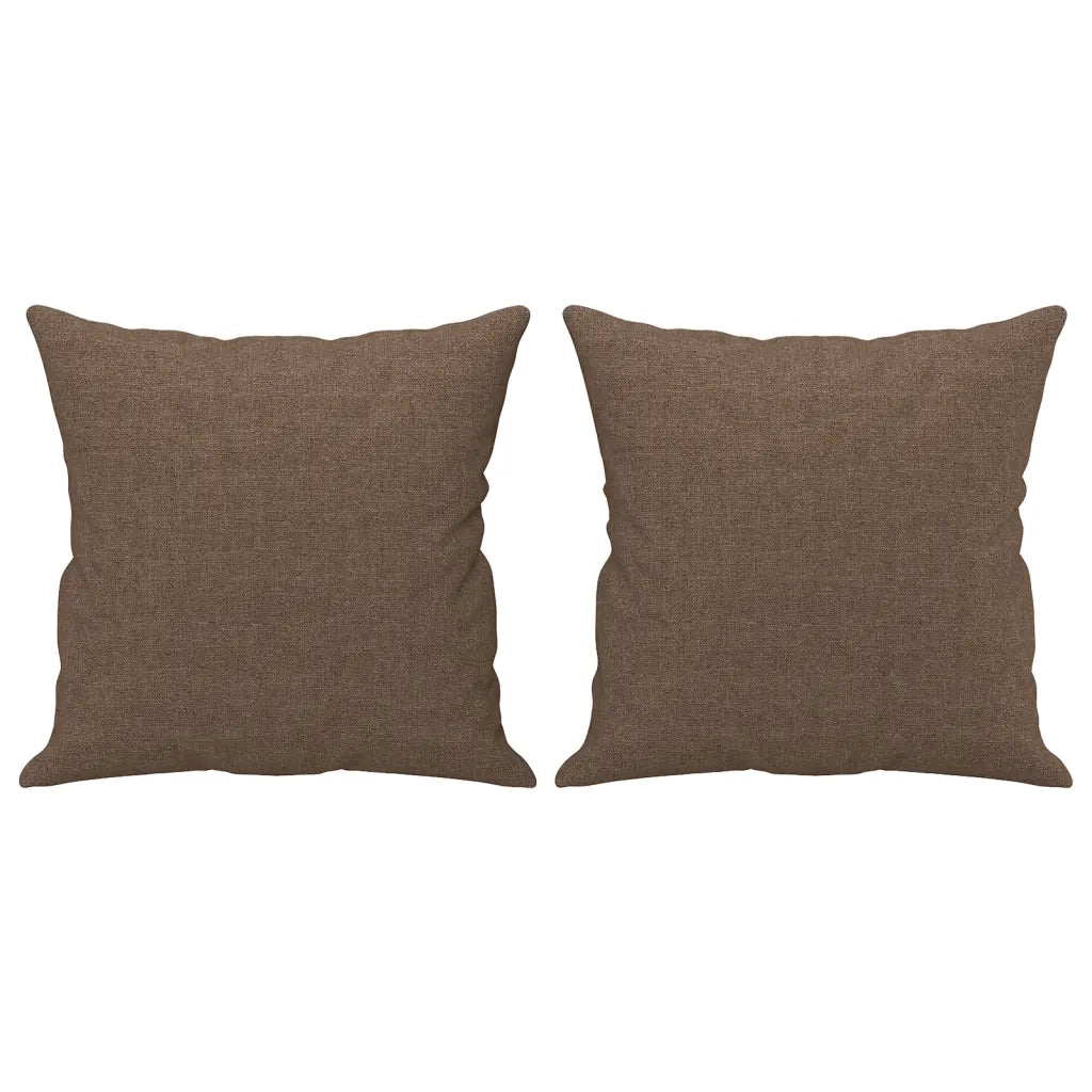 Set di Divani 2 pz con Cuscini Marrone in Tessuto
