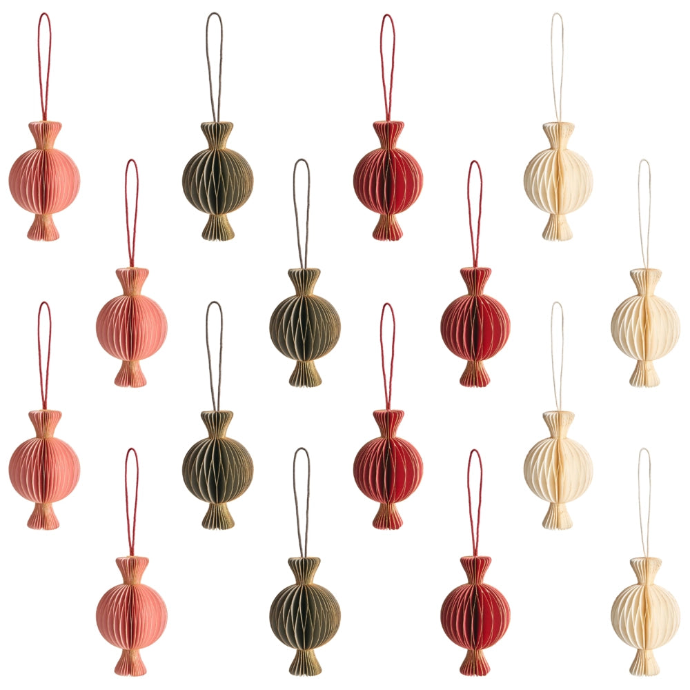 Set di 16 palline natalizie multicolori in carta a nido d'ape da appendere Decorazioni 3D per Natale