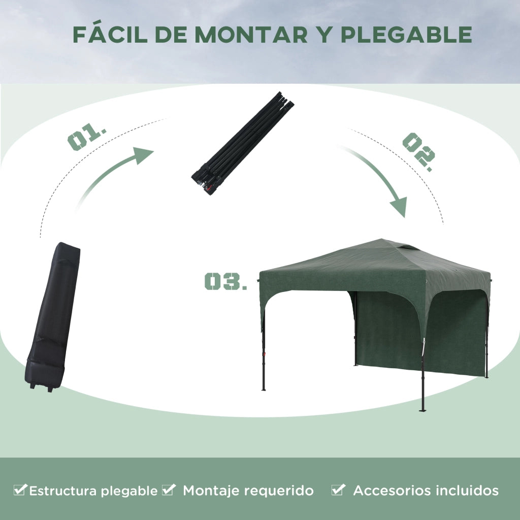 Gazebo da Giardino 3x3 m ¨C zephmum ¨C Verde, Impermeabile, 4 Sacchi Sabbia, Borsa Trasporto
