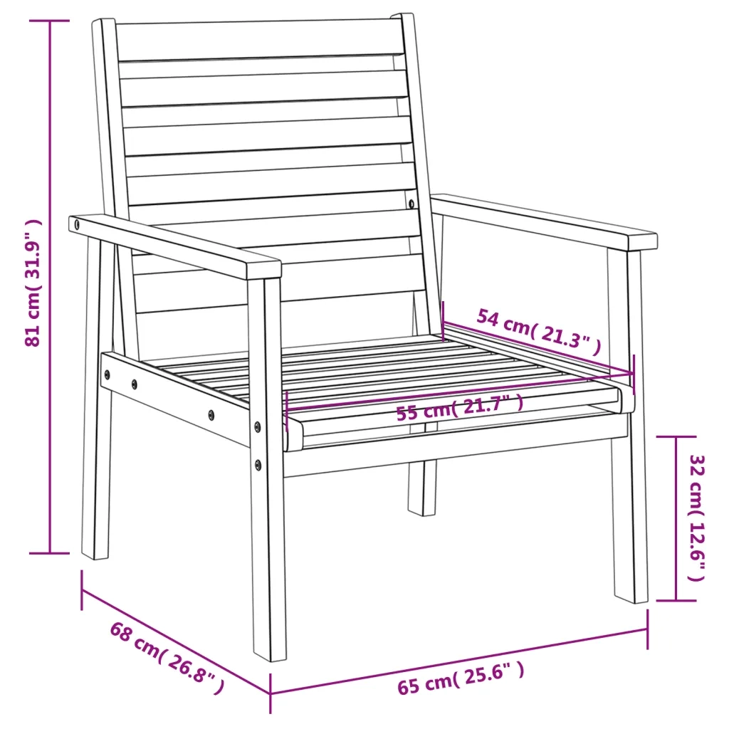 Poltrone da Giardino 2 pz 66,5x65x81 cm Legno Massello Acacia 366374