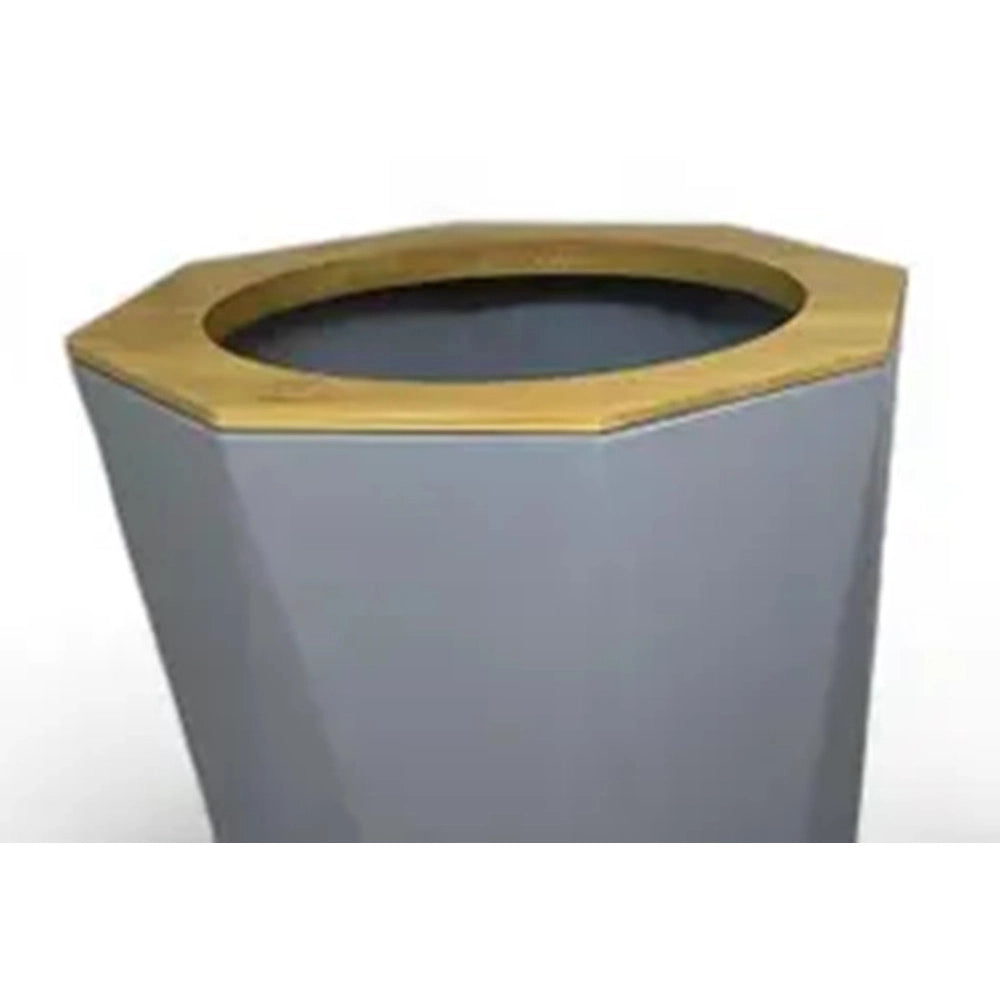 Trade Shop - Pattumiera Cestino Spazzatura A Cilindro Esagonale Geometrico Grigio Legno Da Bagno 10850 -