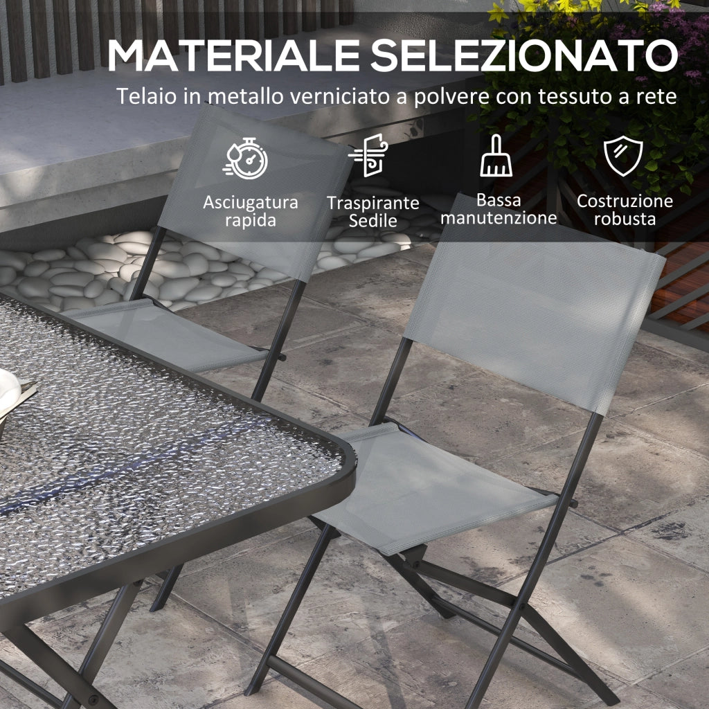 Set Giardino Tavolo e Sedie 5 Pezzi ¨C Zephmum ¨C Grigio, Pieghevole, Texteline