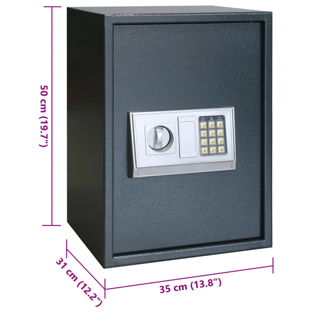 Cassaforte Elettronica Digitale Grigio Scuro 35x31x50 cm Acciaio