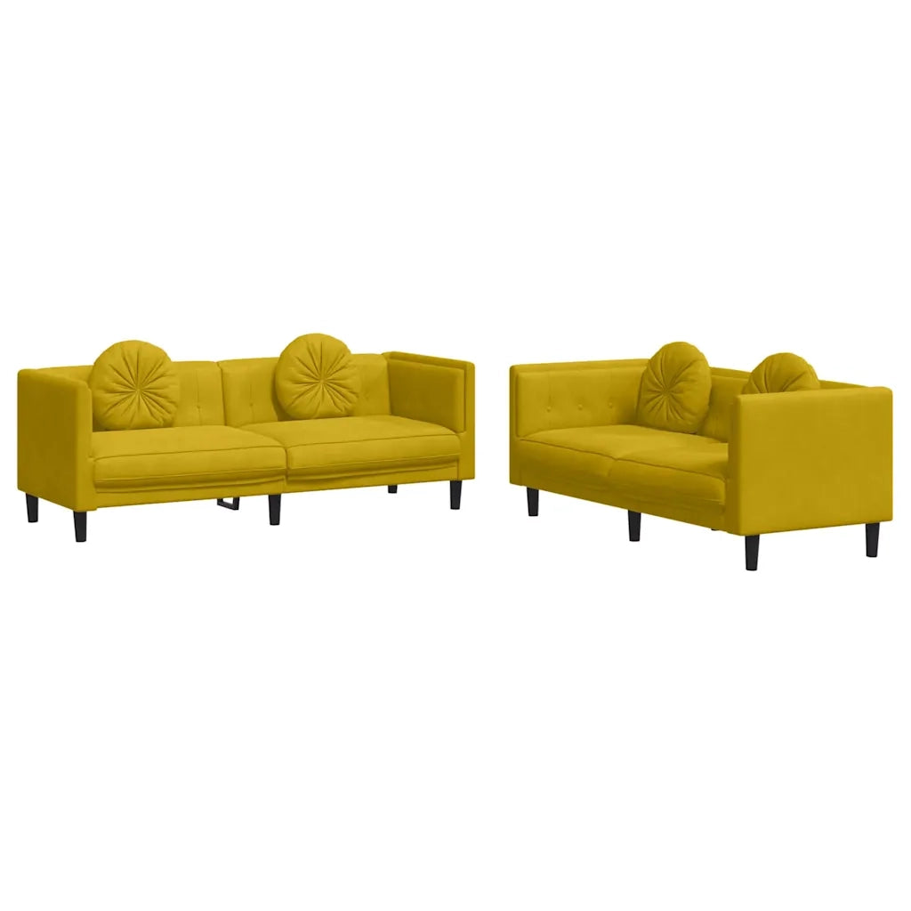 Set di Divani 2 pz con Cuscini Giallo in Velluto 3209263