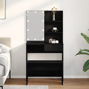 Set di toeletta  con LED in rovere nero in legno ingegnerizzato