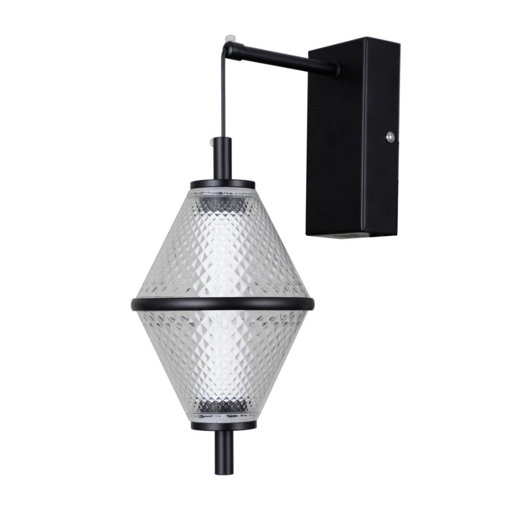 Applique moderna nera opaca vetro retinato LED 5W Italux