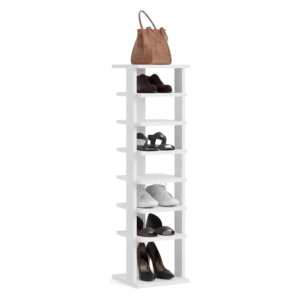 Mobile Portascarpe Soddi, Scarpiera 8 Paia, 30x30x110h cm Bianco