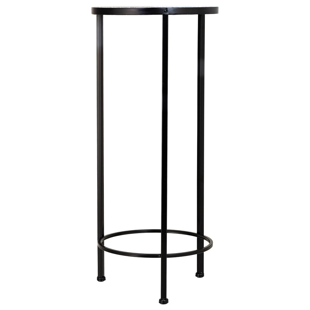 Set 3 mensole in mosaico nero e ferro battuto D30x68h-D25x57h-D20x51h