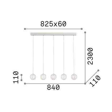Lampada A Sospensione Diamond 3 Luci Led Trasparente