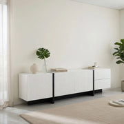 Cassettiera TV nero bianco in MDF e truciolare lunghezza 190 cm