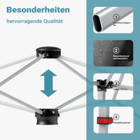 Gazebo pieghevole grigio, 2,5 x 2,5 x 2,7 m con chiusura centrale, Tenda per fiere eventi mercati