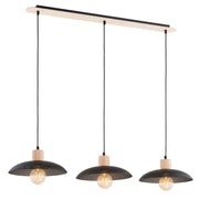 Lampada a sospensione Kobe in acciaio nero e legno