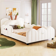 Letto imbottito con cuscino a coniglio, 90x200 cm, beige