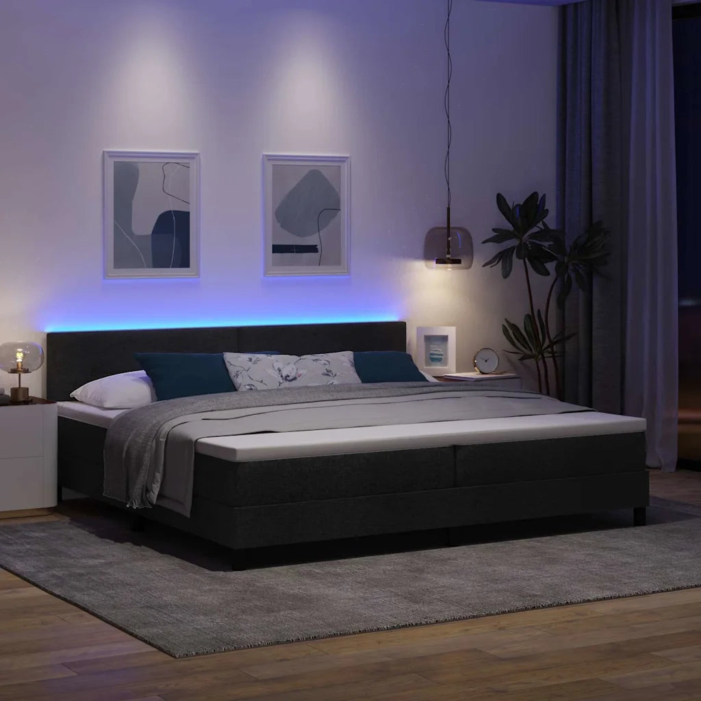 Letto a molle con materasso con led Nero 200 x 200 cm Tessuto 3342235