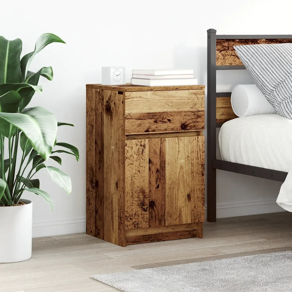Set di 2 Comodini | Armadio da Notte | Mobiletto da notte Legno Antico 39x35x65 cm in Legno Multistrato