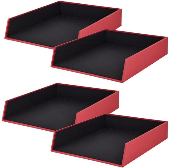 Archivio per DIN A4, rosso, 4 pezzi, scatole archivio stivocabili, cartella per lettere 26 x 6 x 32 cm
