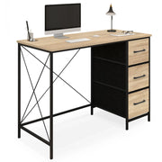 IDMarket - Scrivania in tessuto a 3 cassetti UTAH in legno e nero, design industriale