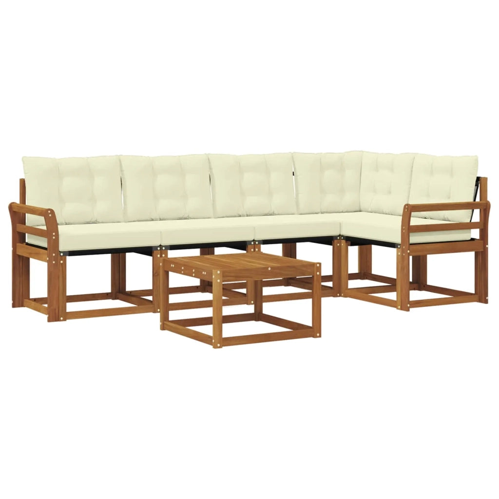 Set di divani da esterno con cuscino 6 pcs Naturale e Crema 3368689