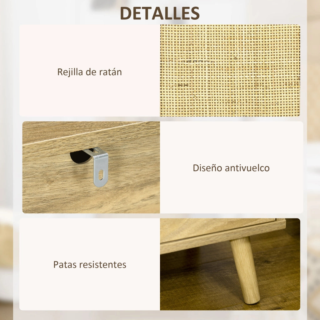 Comodino con Porta in Griglia ¨C Xylo ¨C Legno Naturale 39x35x60 cm