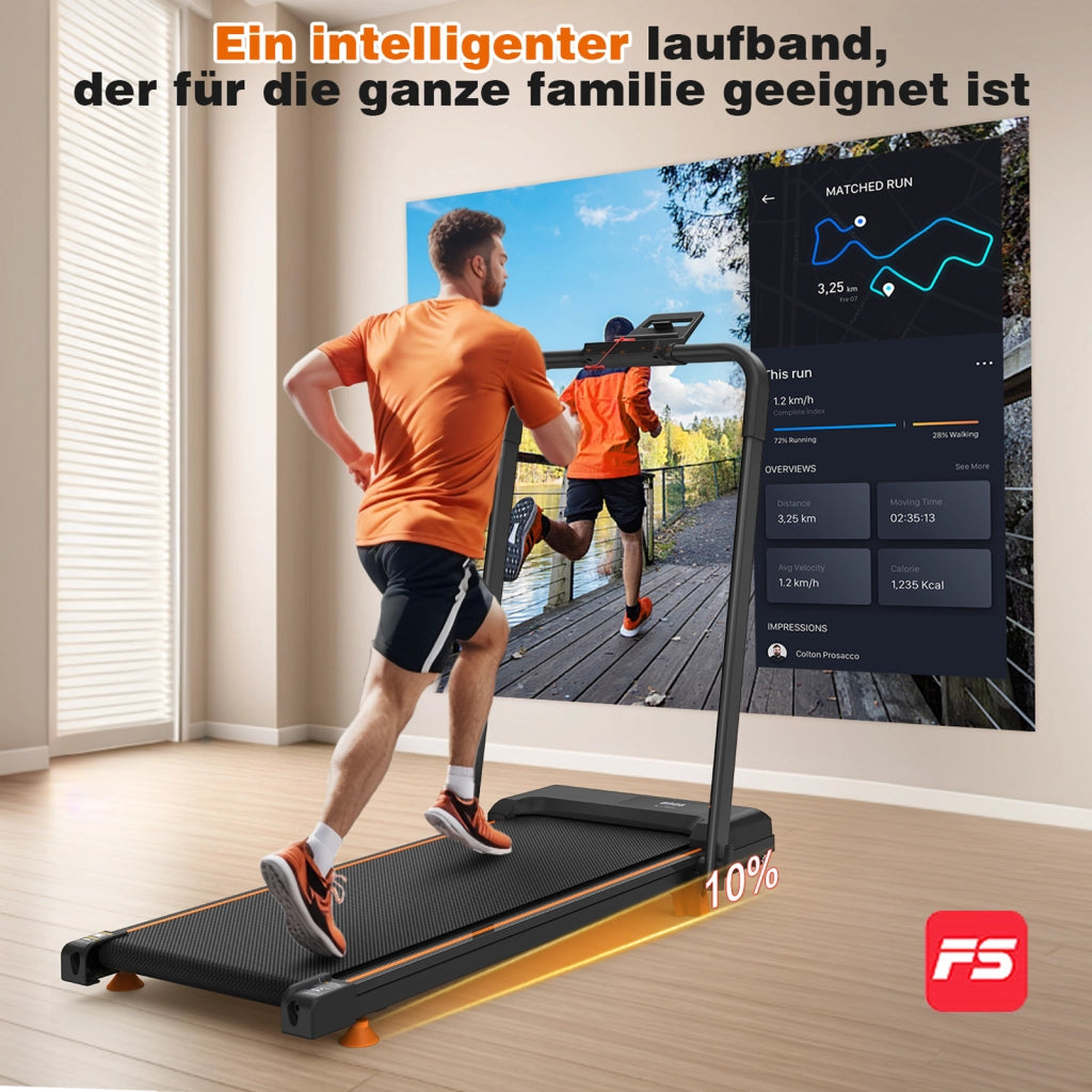 TAPIS ROULANT 3-in-1 pieghevole con inclinazione 10%, acciaio nero