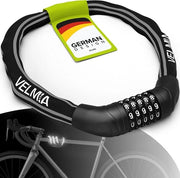 Chiusura per bicicletta con serratura programmabile, visibilità extra e acciaio inox resistente all'usura.