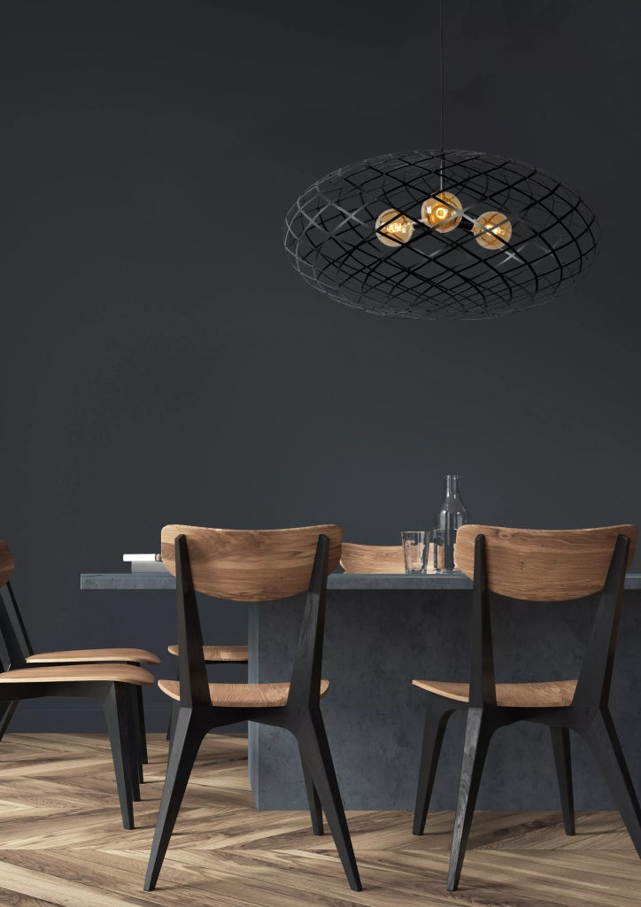Lampadario nero moderno in metallo Lucide Wolfram 3xE27