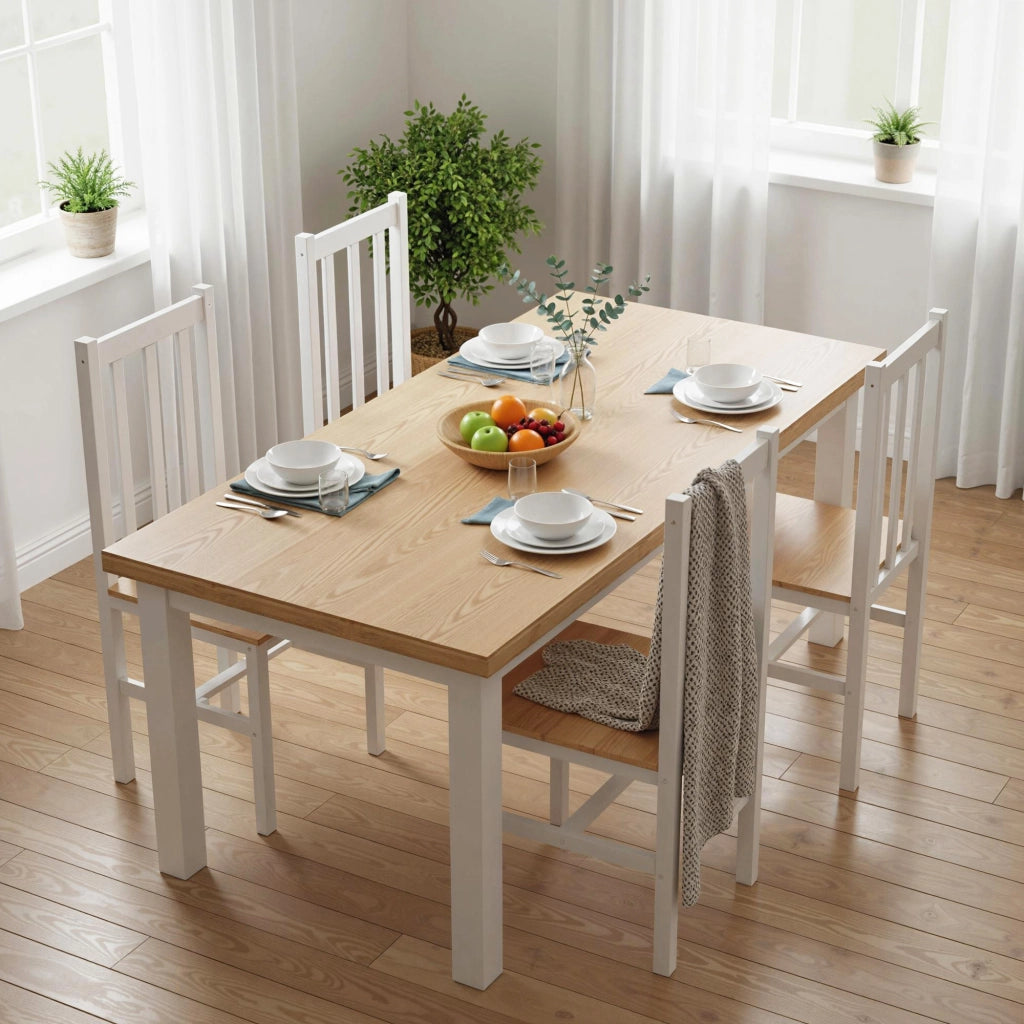 Set di 4 sedie da pranzo in legno massello ¨C Minimal ¨C Naturale 38.5x47.5x99 cm