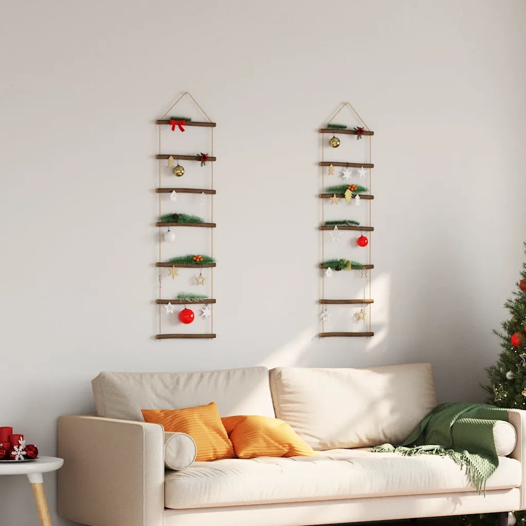 Decorazioni Parete a Forma di Scala 2 pz 30x100cm Ramo Naturale