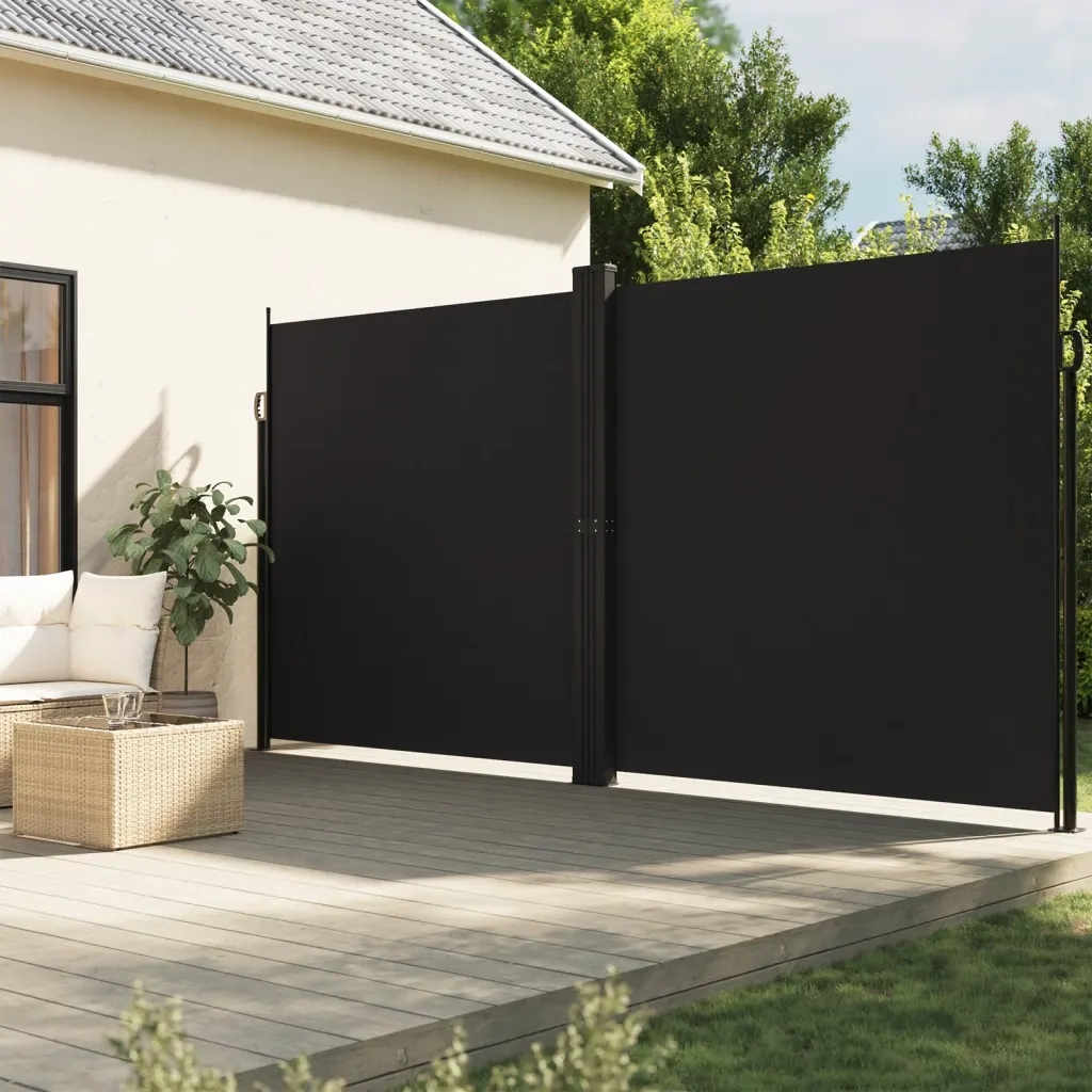 Tenda da Sole | Tenda parasole Laterale Retrattile Nera 220x1000 cm