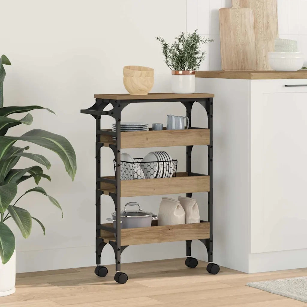 Carrello da Cucina-Scaffale per Cucina Rovere artigianale 53 x 20 x 76 cm