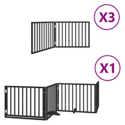 Cancelletto di sicurezza per cani porta pieghevole 10 pannelli legno di pioppo nero 02_0023118