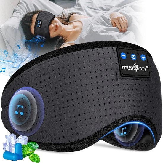 Slaapmasker con Cuffie Bluetooth, Bluetooth V5.4 Slaapmasker con Cuffie Adattabili per Sonno Laterale, Respirante e Comodo, Slaapmasker Bluetooth con Orecchini Adattabili