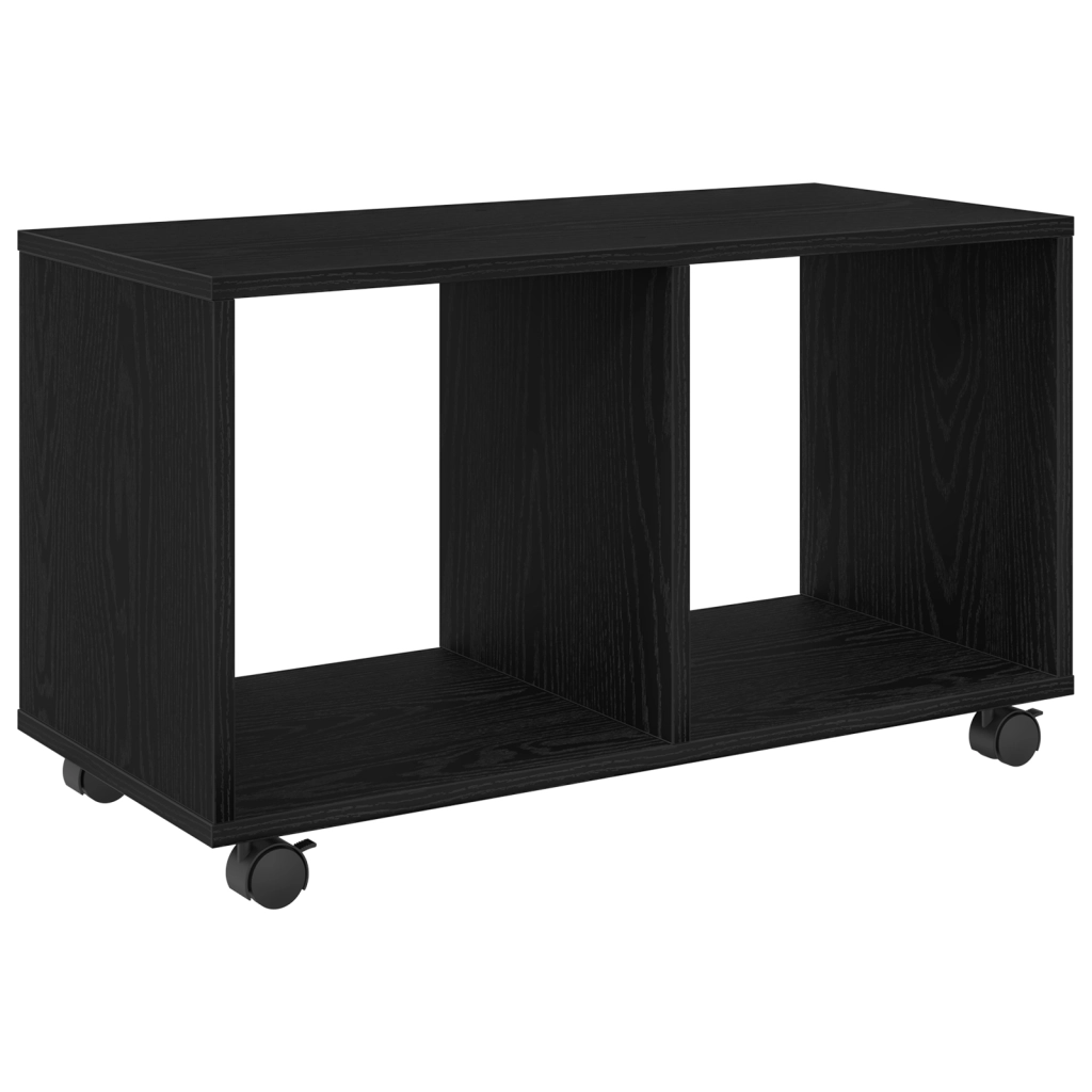 Tavolino con Ruote Rovere Nero 72x33x42,5 cm Legno Ingegnerizzato