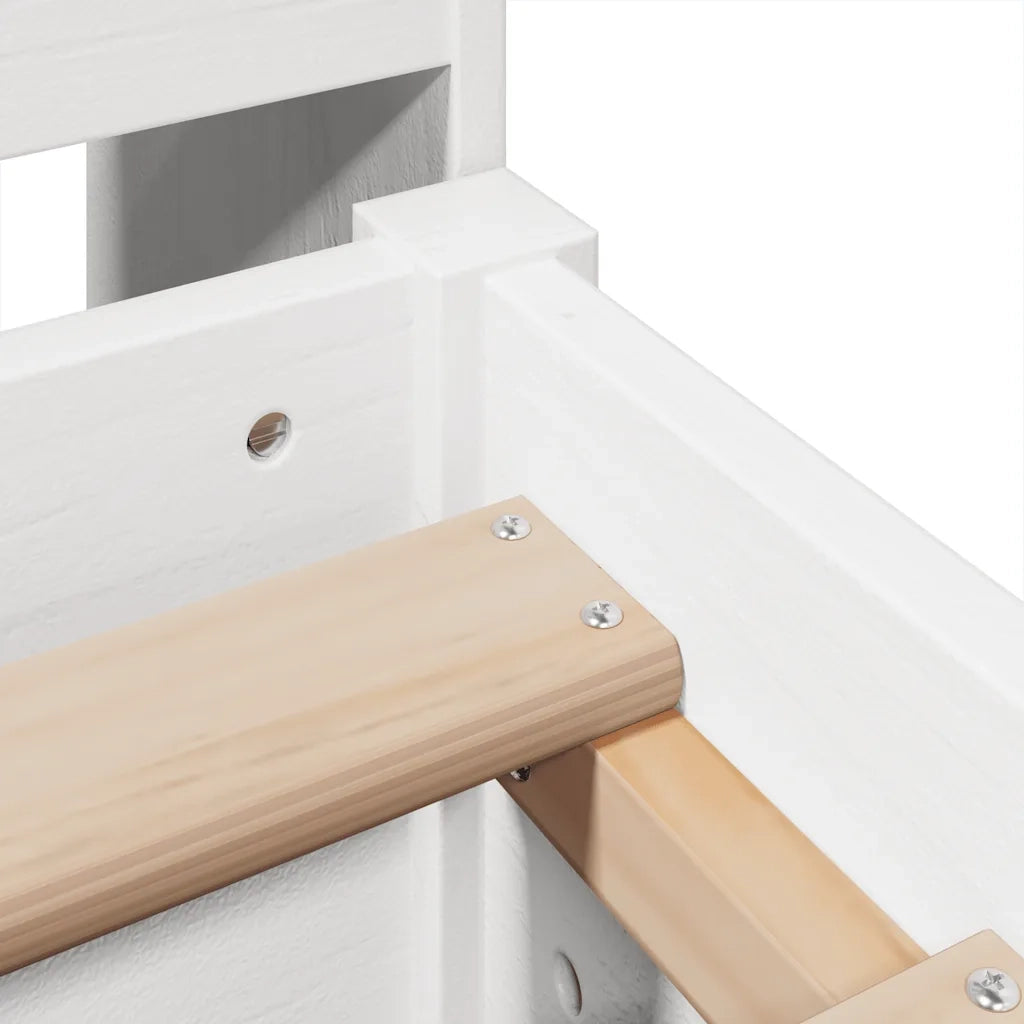 Letto senza Materasso Bianco 135x190 cm Legno Massello di Pino