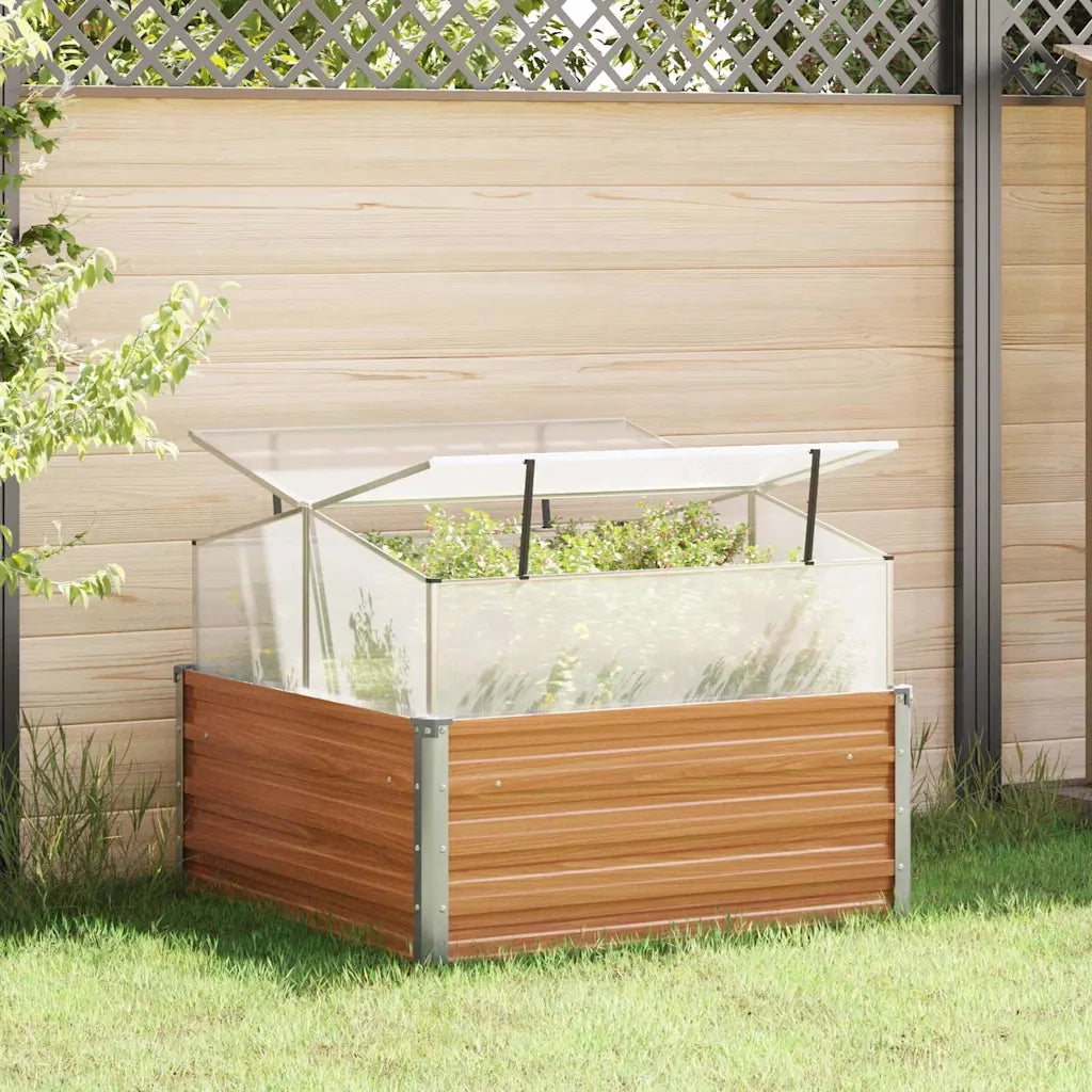 Fioriere | Cassetta per fiori | Vaso da giardino con serra Marrone Chiaro 100 x 100 x 77 cm