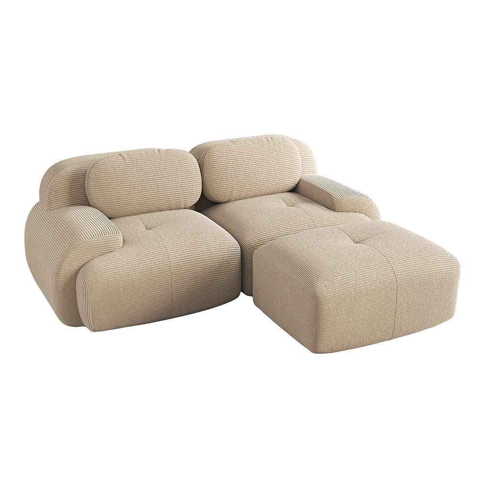 Divano angolare 82" velluto morbido - Xylo - Modulare, senza montaggio, imbottitura elastica, beige